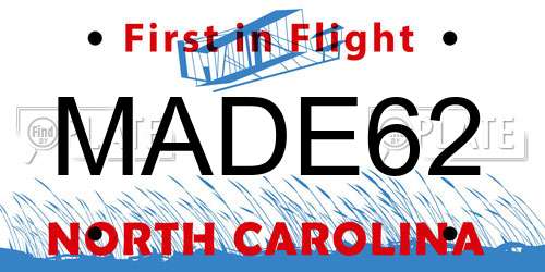 MADE62 North Carolina License Plate