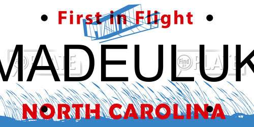 MADEULUK North Carolina License Plate