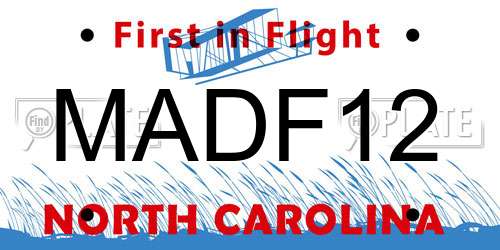 MADF12 North Carolina License Plate