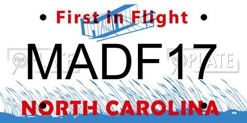 MADF17 North Carolina License Plate