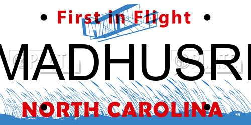 MADHUSRI North Carolina License Plate
