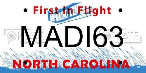 MADI63 North Carolina License Plate