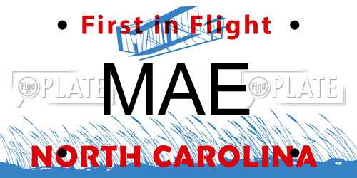 MAE North Carolina License Plate