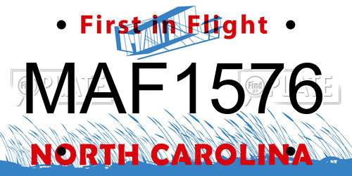 MAF1576 North Carolina License Plate