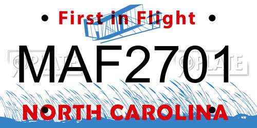 MAF2701 North Carolina License Plate
