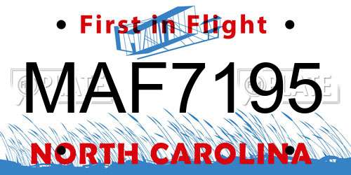 MAF7195 North Carolina License Plate