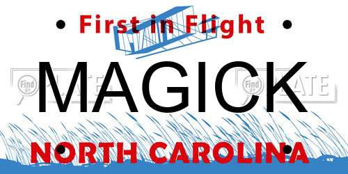 MAGICK North Carolina License Plate