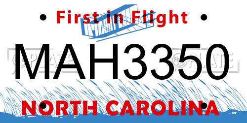 MAH3350 North Carolina License Plate