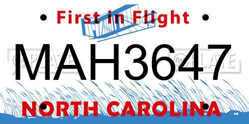 MAH3647 North Carolina License Plate