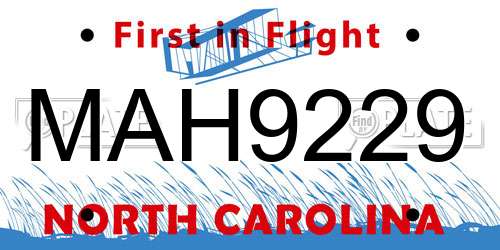 MAH9229 North Carolina License Plate