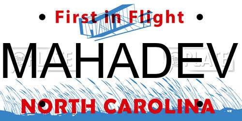 MAHADEV North Carolina License Plate