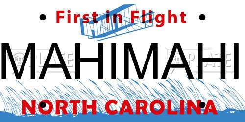 MAHIMAHI North Carolina License Plate