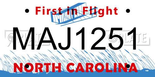 MAJ1251 North Carolina License Plate