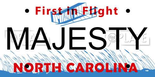 MAJESTY North Carolina License Plate