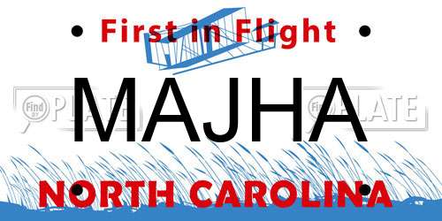MAJHA North Carolina License Plate