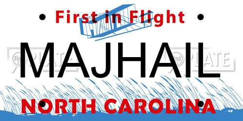 MAJHAIL North Carolina License Plate