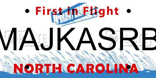MAJKASRB North Carolina License Plate