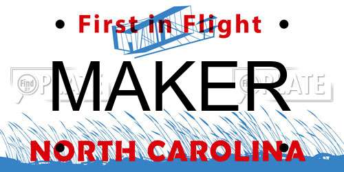 MAKER North Carolina License Plate