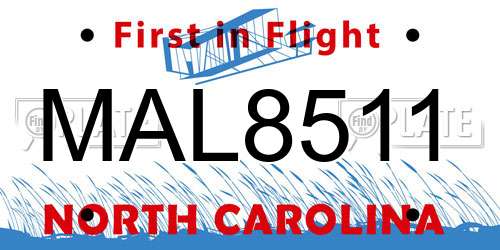 MAL8511 North Carolina License Plate