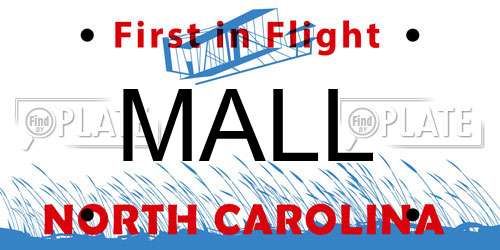 MALL North Carolina License Plate
