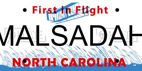 MALSADAH North Carolina License Plate