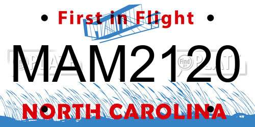 MAM2120 North Carolina License Plate