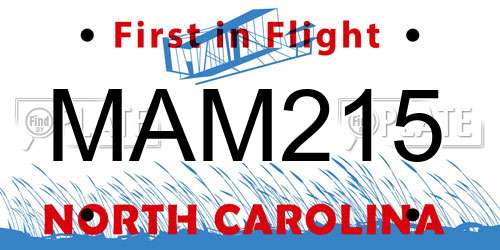 MAM215 North Carolina License Plate