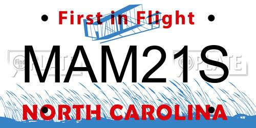 MAM21S North Carolina License Plate