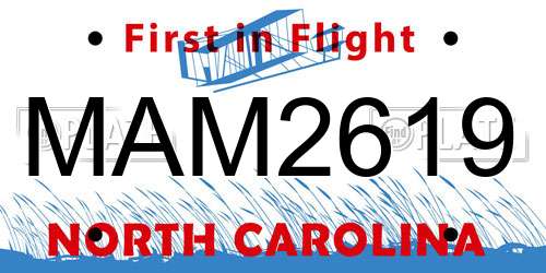 MAM2619 North Carolina License Plate
