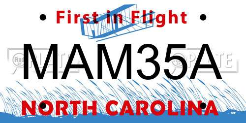 MAM35A North Carolina License Plate