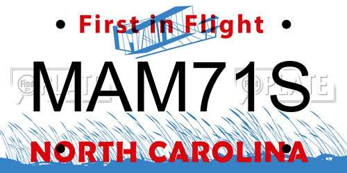 MAM71S North Carolina License Plate
