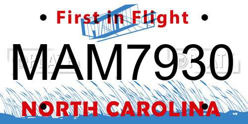 MAM7930 North Carolina License Plate