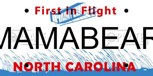 MAMABEAR North Carolina License Plate