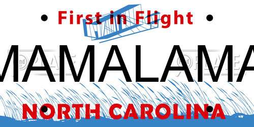 MAMALAMA North Carolina License Plate