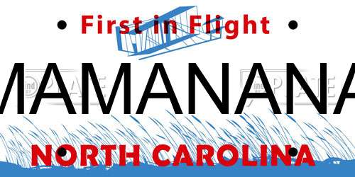 MAMANANA North Carolina License Plate