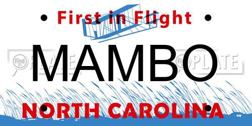 MAMBO North Carolina License Plate