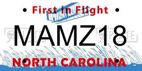 MAMZ18 North Carolina License Plate
