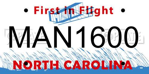 MAN1600 North Carolina License Plate