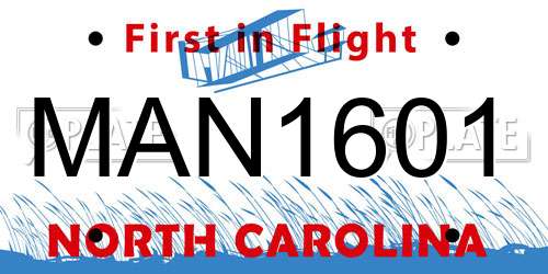 MAN1601 North Carolina License Plate