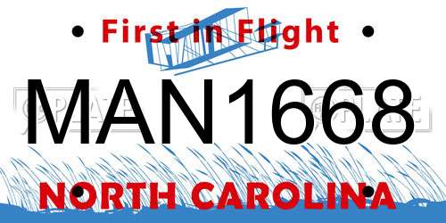 MAN1668 North Carolina License Plate