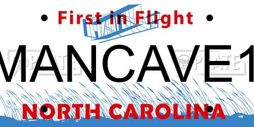 MANCAVE1 North Carolina License Plate