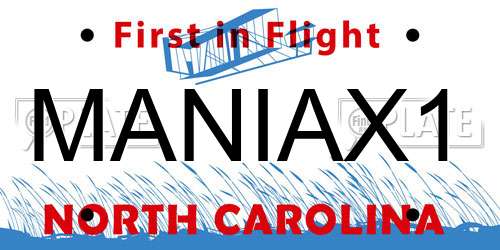 MANIAX1 North Carolina License Plate