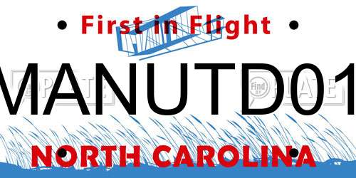 MANUTD01 North Carolina License Plate
