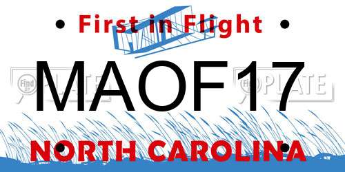MAOF17 North Carolina License Plate