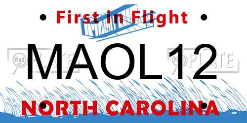 MAOL12 North Carolina License Plate