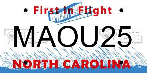 MAOU25 North Carolina License Plate