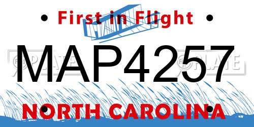 MAP4257 North Carolina License Plate