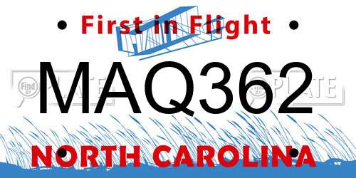 MAQ362 North Carolina License Plate
