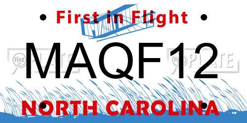 MAQF12 North Carolina License Plate