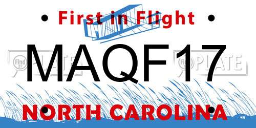MAQF17 North Carolina License Plate
